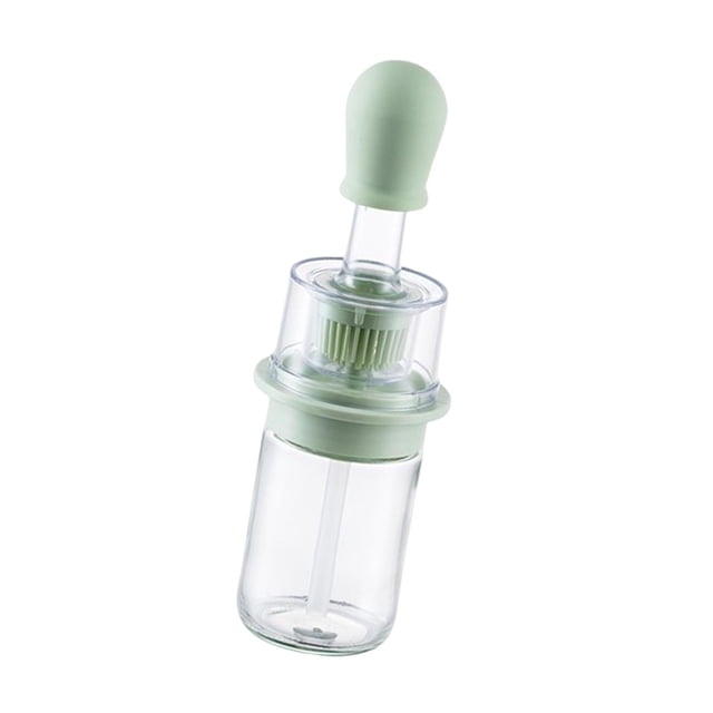 Glass Oil Bottle With Silicone Brush Silicone Dropper 2 In 1 Portable Heat Resistance Oil Container For Air Fryer Cooking Pancake Baking