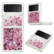Case for FOXDOCK Sansung Galaxy Z Flip 4 Full Corner Protection Glitter Phone Case with Ring Holder