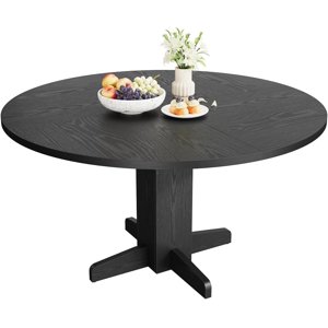 Eastvita 47-Inch Round Dining Table for 4-Farmhouse Style Circle Kitchen Table for Dining Room/Kitchen/or Living Room (Table Only - Black)
