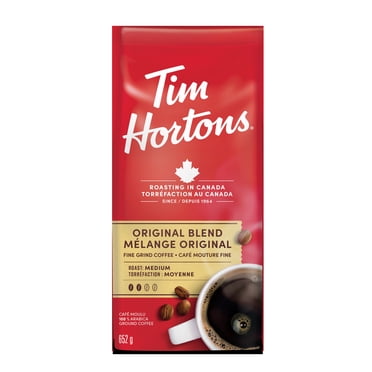 Tim Hortons Original Blend Ground Coffee, Medium Roast, Ground Coffee Bag, Made with 100% Arabica Beans, Smooth & Balanced, Rich Taste, 652g