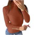 thumbnail image 1 of Pitauce Chandail de Base Ajusté pour Femmes Automne Hiver à Col Roulé Décontracté en Tricot Chandails Extensibles Chandail Décontracté Jumper Hauts, 1 of 5