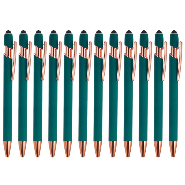 Unique Bargains Ballpoint Pen with Stylus Tip, Medium Point, 1.0mm, Black Ink, 12 Pack
