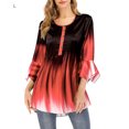 thumbnail image 3 of Gradient Color T Shirt Women Gradient T Shirt Casual Button Round Collar Ruffle Sleeve Blouse Swing Loose Top, 3 of 9