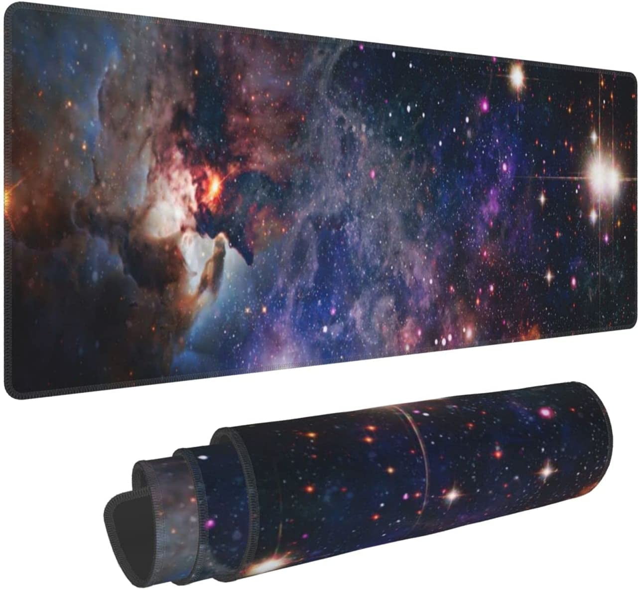 Extended Large Mouse Pad, XL Gaming Mousepad 31.5 x 11.8 Inch, Big Computer Keyboard Desk Pad, Waterproof Mouse Mat with Stitched Edges and 3mm Thick Long Non-Slip Base for Office Gaming, Galaxy