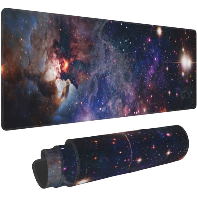 Extended Large Mouse Pad, XL Gaming Mousepad 31.5 x 11.8 Inch, Big Computer Keyboard Desk Pad, Waterproof Mouse Mat with Stitched Edges and 3mm Thick Long Non-Slip Base for Office Gaming, Galaxy
