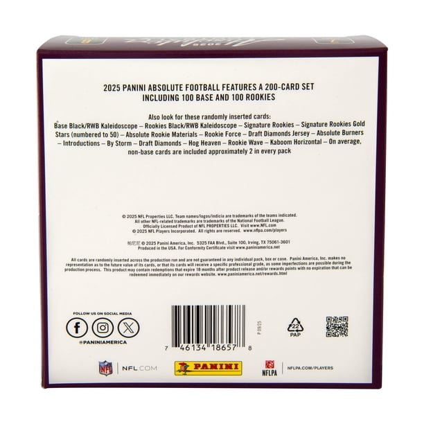 2025 Panini Absolute Football Trading Cards Mega Box - Walmart.ca