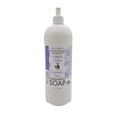 Soothing Touch Hand & Body Soap, Lavender Lace, 32 Oz, Professional Grade Lavender Oil, Gentle, Paraben Free, Vegan