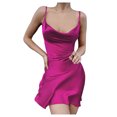 thumbnail image 1 of EQWLJWE Longue Robe pour Femmes Mode pour Femmes Couleur Unie Bretelles Dos Ouvert Robe Aguichant à Taille, 1 of 6