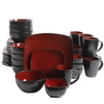 thumbnail image 2 of Gibson Soho Lounge Square Reactive Glaze Stoneware Dinnerware Set, Service for 8 (40pc), Red/Black, 2 of 15