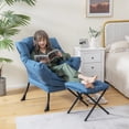 thumbnail image 4 of Gymax Lazy Sofa Chair Accent Leisure Armchair with Folding Footrest & Storage Pocket Blue, 4 of 10