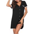 thumbnail image 1 of Gspmoly Robe pour Femmes, Mode Femme Été Col en V Manches Courtes Couleur Contrastante pour la Maison Robe Courte Robes de Mariage pour Femmes Cadeaux de Vacances, 1 of 5