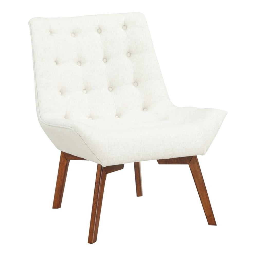 Shelly Tufted Chair in Linen Cream Fabric with Coffee Legs K/D