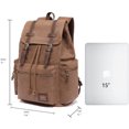 thumbnail image 2 of KAUKKO Vintage Casual Canvas and Leather Rucksack Backpack (Canvas Khaki2pc), 2 of 5
