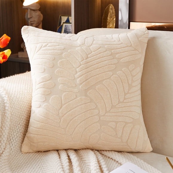 Corduroy Leaf Print Throw Pillow Insert Set 18x18 Inch Soft Decorative Cushion for Couch Living Room
