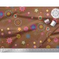 thumbnail image 2 of Soimoi Brun Poly Georgette Tissu Insecte & Floral Clip Art Tissu Imprimé 1 Yard 42 Inch Wide, 2 of 3