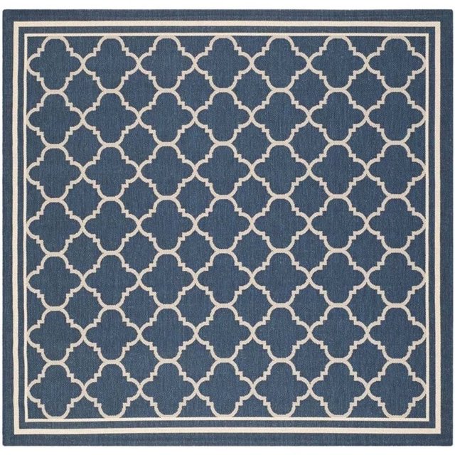 Safavieh Courtyard Collection Navy Indoor Outdoor Square Rug, 7'10', Machine Made