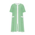 thumbnail image 2 of Peignoir Femme à Fermeture Éclair devant, Manches Longues, Rayé, Robe de Chambre Zippée Courte avec Poches, Vert m, 2 of 5