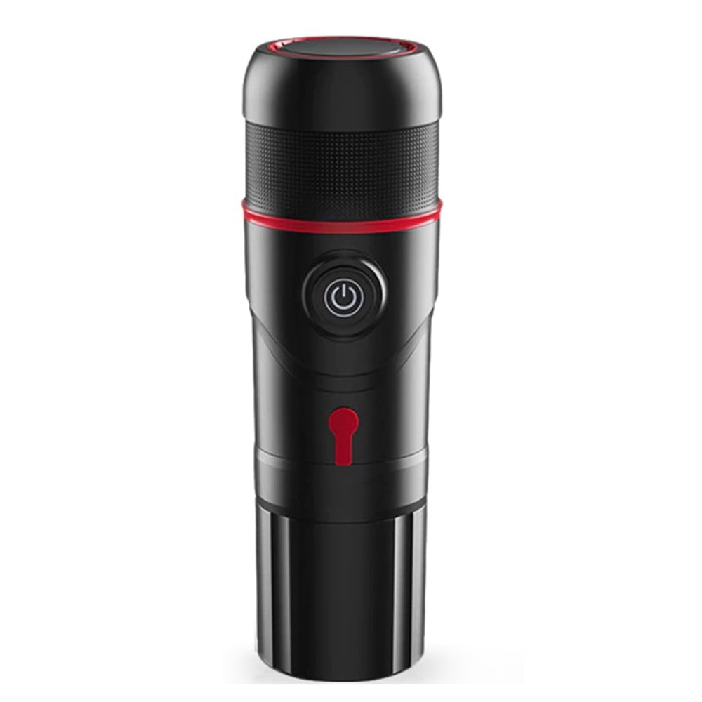 12V 80W Portable Espresso Coffee Maker, ABS Material 3-in-1 Compact Coffee Machine for Car, Home & Outdoor Use, Black/Black+Red Capsule Coffee Brewer with 26x22x10cm Size & 1200g Lightweight Design
