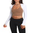 thumbnail image 2 of Cardigan Court de Yoga pour Femmes Manches Longues Ouvert devant Haut Uni, 2 of 5