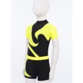 thumbnail image 4 of RUNQHUI Kids Boys Gymnastics Dance Performance Outfit Color Block Ballet Leotard with Shorts Set Fluorescent Yellow 16, 4 of 7