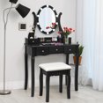 thumbnail image 2 of Patiojoy Vanity Table Makeup Dresser Desk w/LED Light Drawers & Stool Black, 2 of 8
