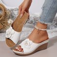 thumbnail image 4 of DXOUPM Sandals Womens Open Toe Floral Decorative Casual Wedge Sandals Slip on Ladies Shoes, 4 of 4