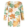 thumbnail image 5 of IROINNID T-shirt à Manches Longues en Polyester Réduit pour Femmes Imprimé Quotidien T-shirt Ample Blouse Mi-Longue Col Rond Hauts, Jaune, 5 of 5