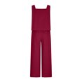 thumbnail image 4 of zanvin Ensembles 2 Pcs pour Femmes, Ensemble Décontracté 2 Pcs pour Femmes en Lin avec Short, Haut Sans Manches, Veste, Haut/chemise Sans Manches à Col Ras du Cou, 4 of 5