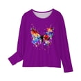 thumbnail image 4 of RXIRUCGD Chemises à Manches Longues pour Filles, Col Rond Mignon, Blouses Décontractées Élégantes (Violet, Taille : 3 Ans), 4 of 5