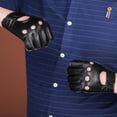 thumbnail image 1 of Baohd Retro PU Leather Men Fingerless Driving Cycling Gloves XL Black Hook Loop, 1 of 9