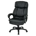 thumbnail image 3 of Oversized Faux Black Leather Executive Chair with Padded Loop Arms, 3 of 9