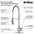 thumbnail image 5 of Kraus Britt Single Handle Commercial Kitchen Sink Faucet Stainless Steel Finish, 5 of 5