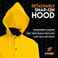 thumbnail image 2 of Heavy Duty Yellow Rain Coat – .35mm PVC 48in Raincoat Jacket with Detachable Hood - Waterproof Slicker - Storm Weather  Raining  Fishing  Wet Work Conditions - Small - by Xpose Safety, 2 of 6