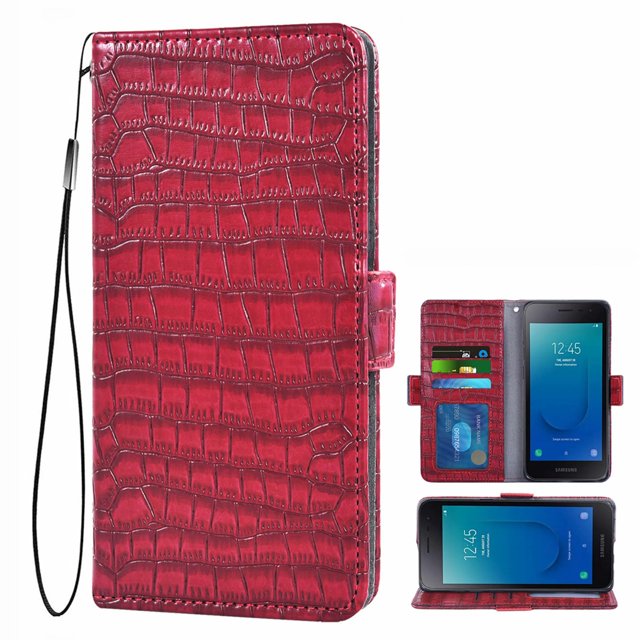 Case for Galaxy J2 Core, Pu Leather Cover, Mobile Phone Cover for Samsung Galaxy J2 Core, Wallet Scratch-Resistant Magnetic Mobile Phone Pocket with Card Compartment, Red