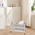 thumbnail image 2 of White Shoe Rack Underbed Multi Layer Household Storage Cabinet Movable With Wheels Large Volume Abs Stainless Steel 30.11X11.3X17.3 Inches Black Color, 2 of 7