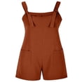thumbnail image 2 of Women‘s Summer Cotton Linen Short Overalls Casual Loose Fit Bib Overall Shorts Rompers Jumpsuit with Pockets, 2 of 4