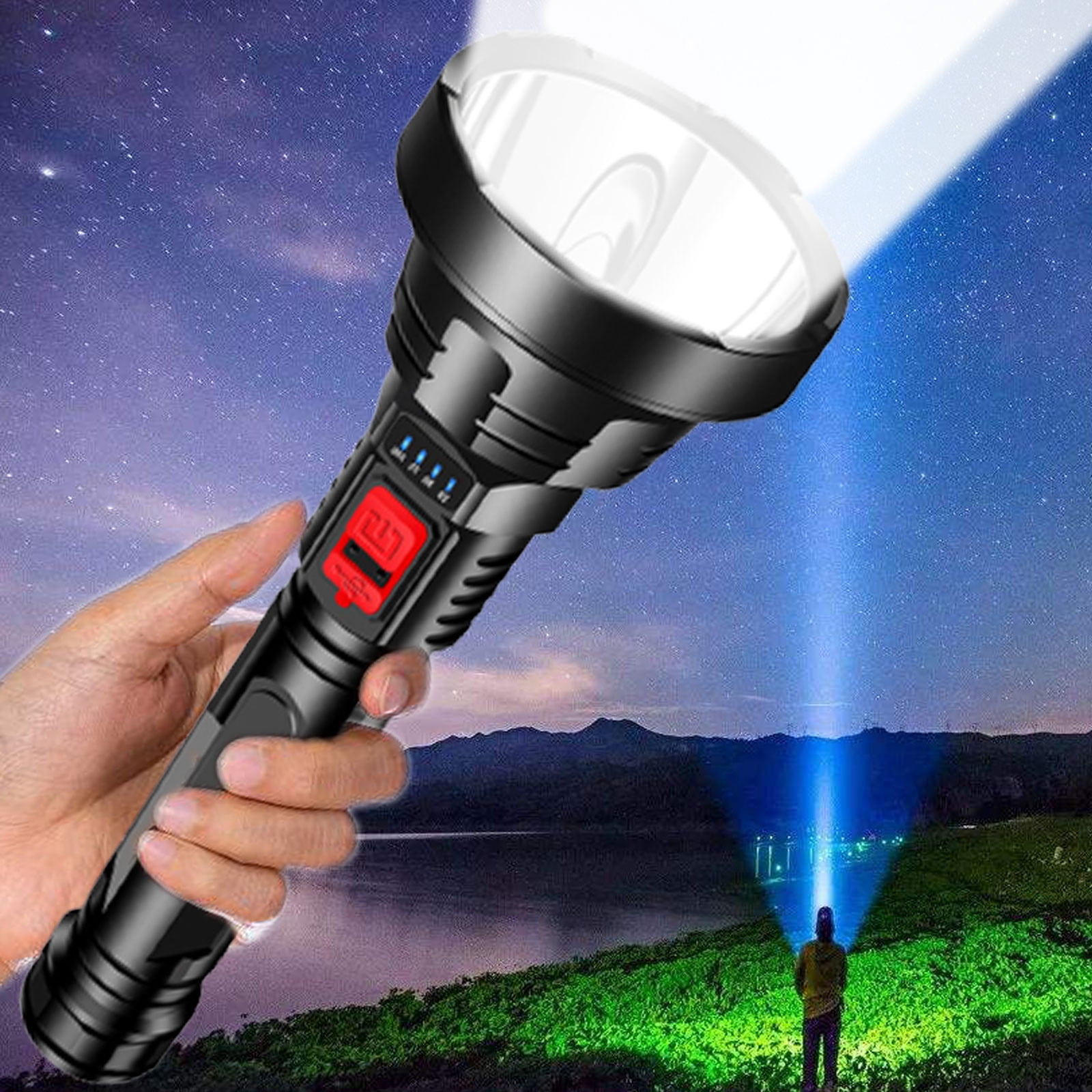 Rechargeable Flashlights 1000 High Lumens, Super Bright LED Flashlight USB, High Powerd Multi-Functional Heavy Duty Strong Flash Light High Beam, for Emergency Security Camping