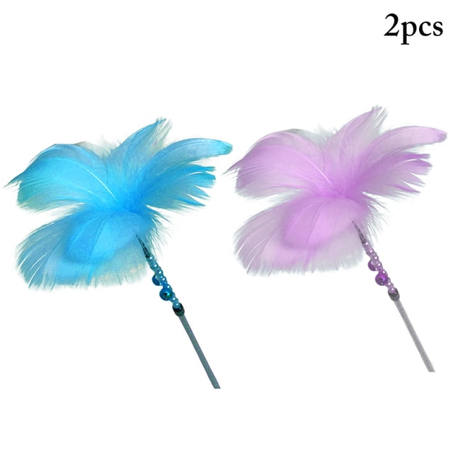 2 Pcs Cat Plume Teaser Interactif Belle Chat Jouet Interactif Chat Teaser Baguette