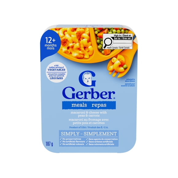 GERBER Macaroni & Cheese With A Full Toddler Serving of Mixed Veggies