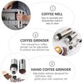thumbnail image 3 of WRISTBIQUE Manual Coffee Mill Plated Silver Hand Crank Grinder with Adjustable Ceramic Burr for Espresso Drip Cold Brew, 3 of 8