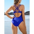 thumbnail image 4 of Womes Double Straps 1 Piece Swimsuit Tummy Control Bath Suit, 4 of 6