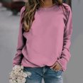 thumbnail image 2 of Yuyuzo 2025 Automne Chandail Sportif Uni pour Femme Décontracté Ample à Col Rond Raglan à Manches Longues Chandail Tunique Hauts Rose A1, 2 of 5