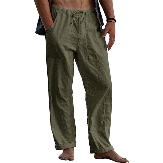 MAWCLOS Men Trousers Elastic Waist Sweatpants Drawstring Pants Baggy Party Solid Lounge Army Green 5XL