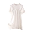 thumbnail image 1 of biudgviw Chemises de Nuit pour Filles Tout-Petits Manches Courtes à Volants Col Rond Robe de Nuit en Dentelle Confortable, 1 of 3