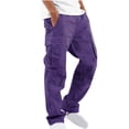 thumbnail image 1 of cllios Cargo Pantalon pour Homme Uni Décontracté à Multiples Poches Extérieur Coupe Droite Pantalon de Mise en Forme Pantalon Cargo Coupe Décontractée Pantalon de Randonnée Rouge Melon D\'eau L, 1 of 9