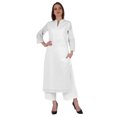 thumbnail image 1 of Bimba Kurta Droite Unie Ethnique Indienne pour Femmes à Col Mandarin avec Encolure Plissée en Coton, 1 of 7