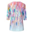 thumbnail image 5 of Pompotops T-shirt Imprimé pour Femme Blouse à Manches 3/4 Col Rond Hauts Décontractés en Solde, 5 of 5