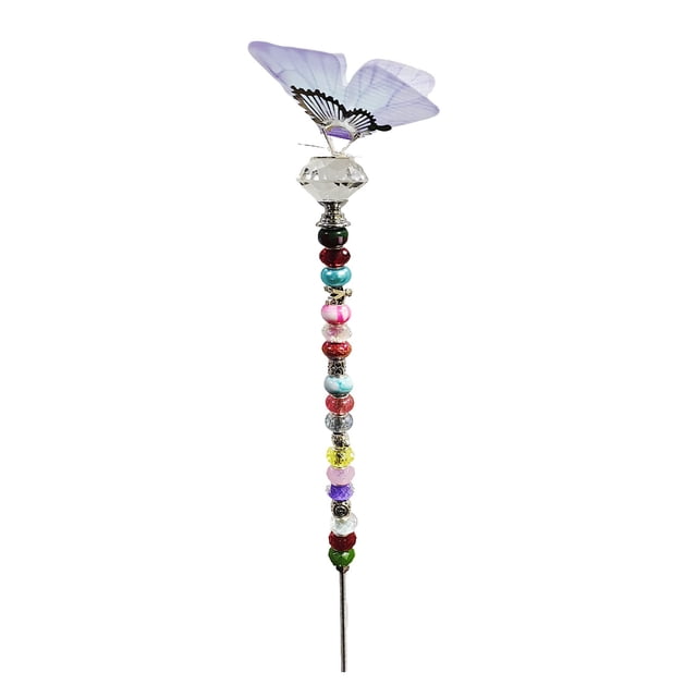 DIY Fairy Garden Stake Kit with Beaded Wand Butterfly Decor Craft Set for Outdoor Yard Decoration Enchanted Themed Accessory Project