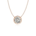 thumbnail image 1 of Angara Collier en Diamant Naturel - Collier Solitaire en Diamant Rond Serti Clos en Or Rose 14 K pour Femmes, 1 of 10