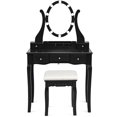 thumbnail image 1 of Patiojoy Vanity Table Makeup Dresser Desk w/LED Light Drawers & Stool Black, 1 of 8